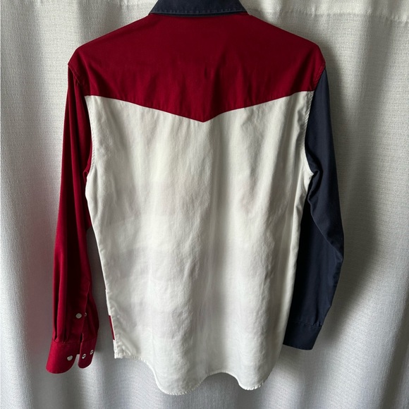 USA/America Flag Long Sleeve Men’s Button Up Snap Shirt Size Medium - Picture 6 of 8